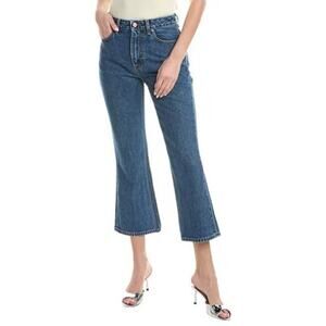 Ganni Denim Betzy Cropped Slim Flare Jeans Size 27W/32L NWT High Rise Retro 90s